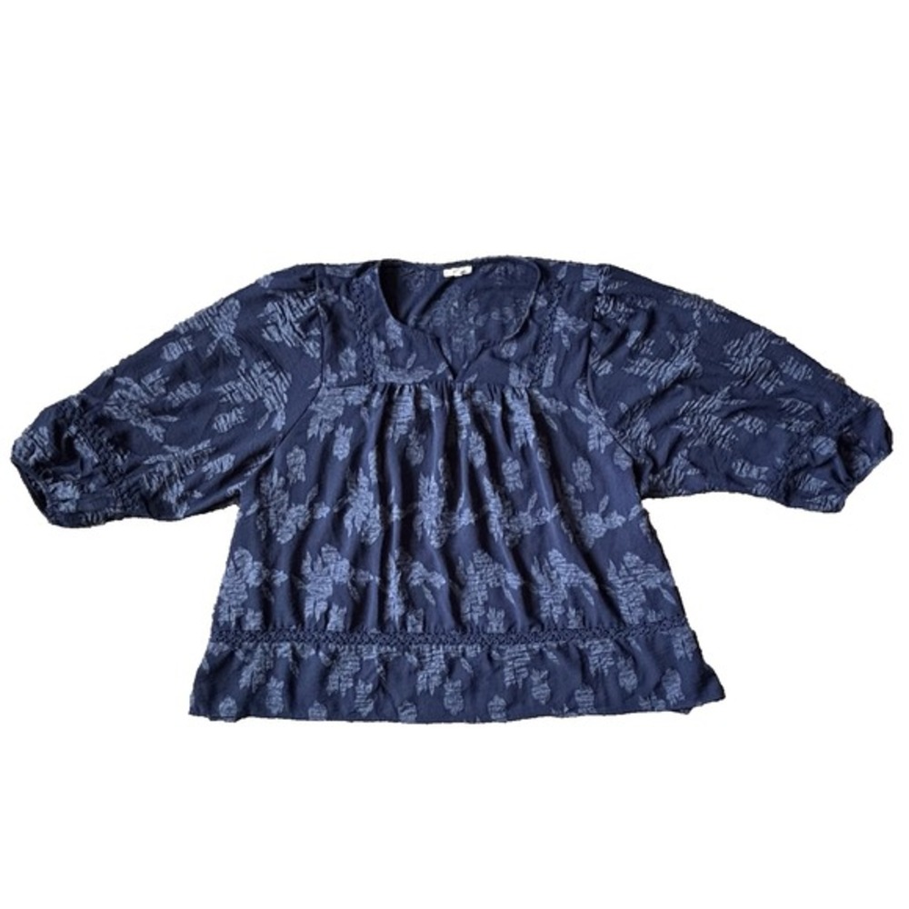 Boho Flowy Floral Shirt Size 3X Fairy Cottagecore Peasant Hippie Blue‎ Tunic